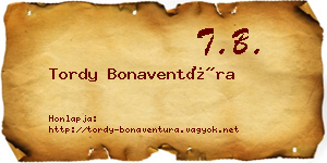 Tordy Bonaventúra névjegykártya